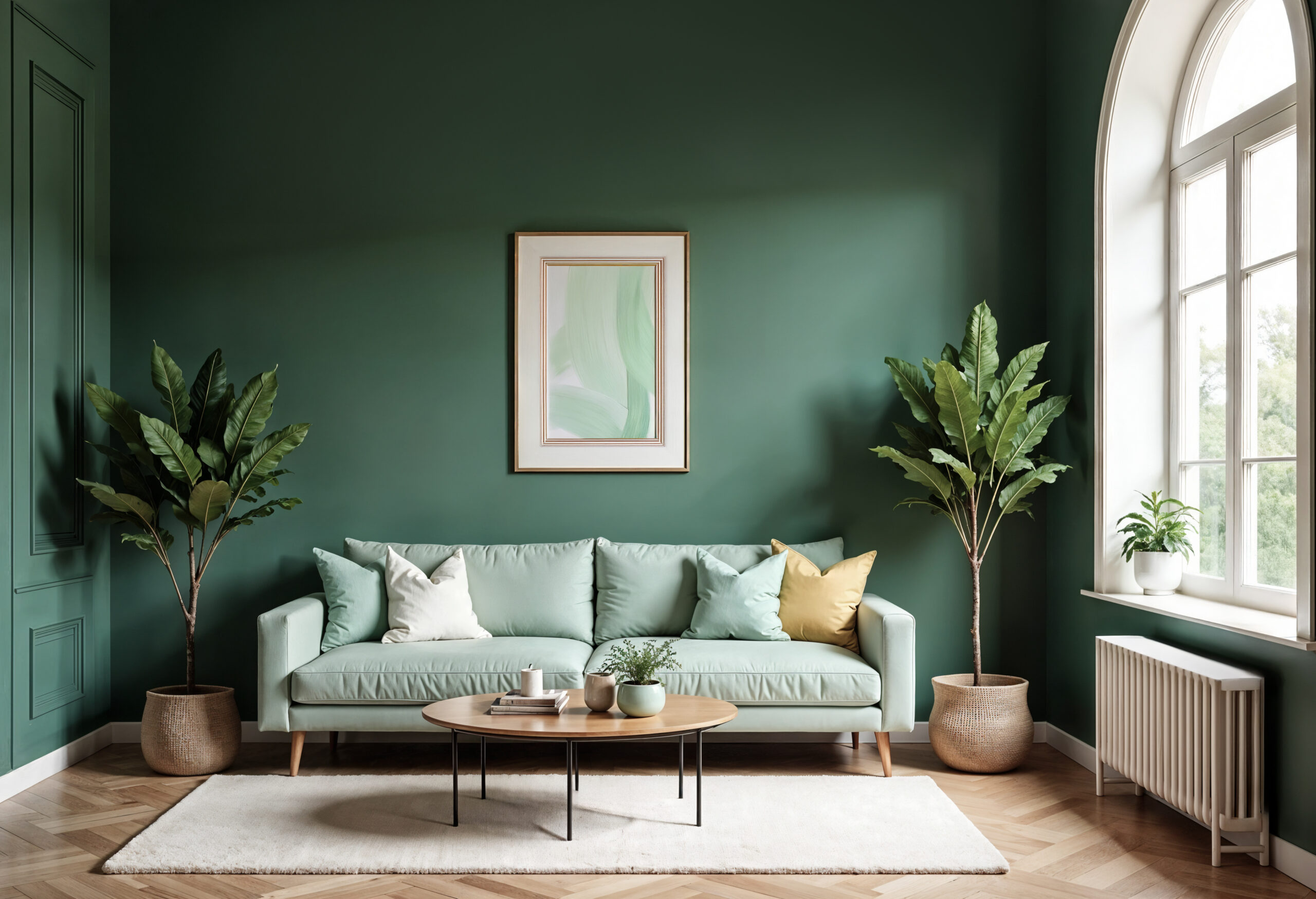 Sofá verde em ambiente residencial