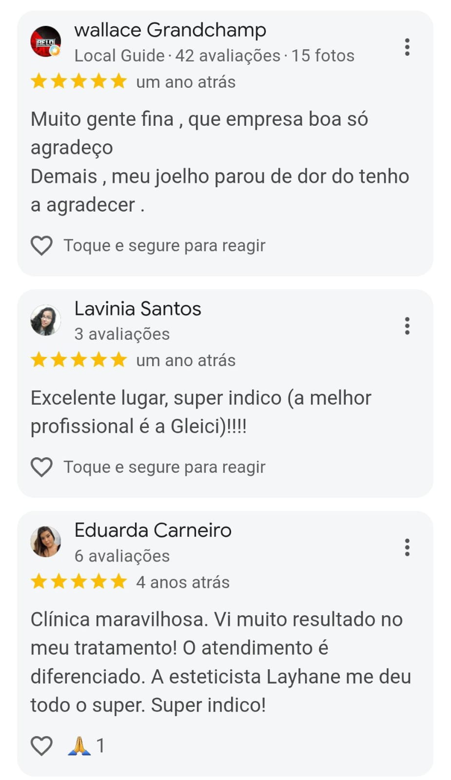 Avaliação de cliente da Vitória Régia