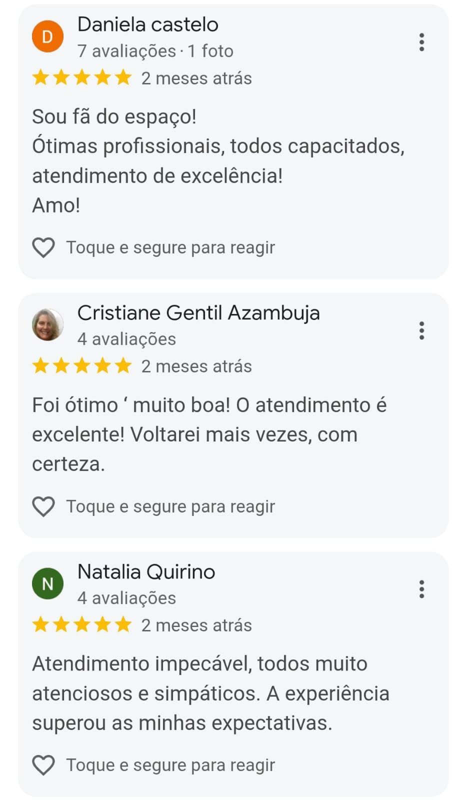 Avaliação de cliente da Vitória Régia