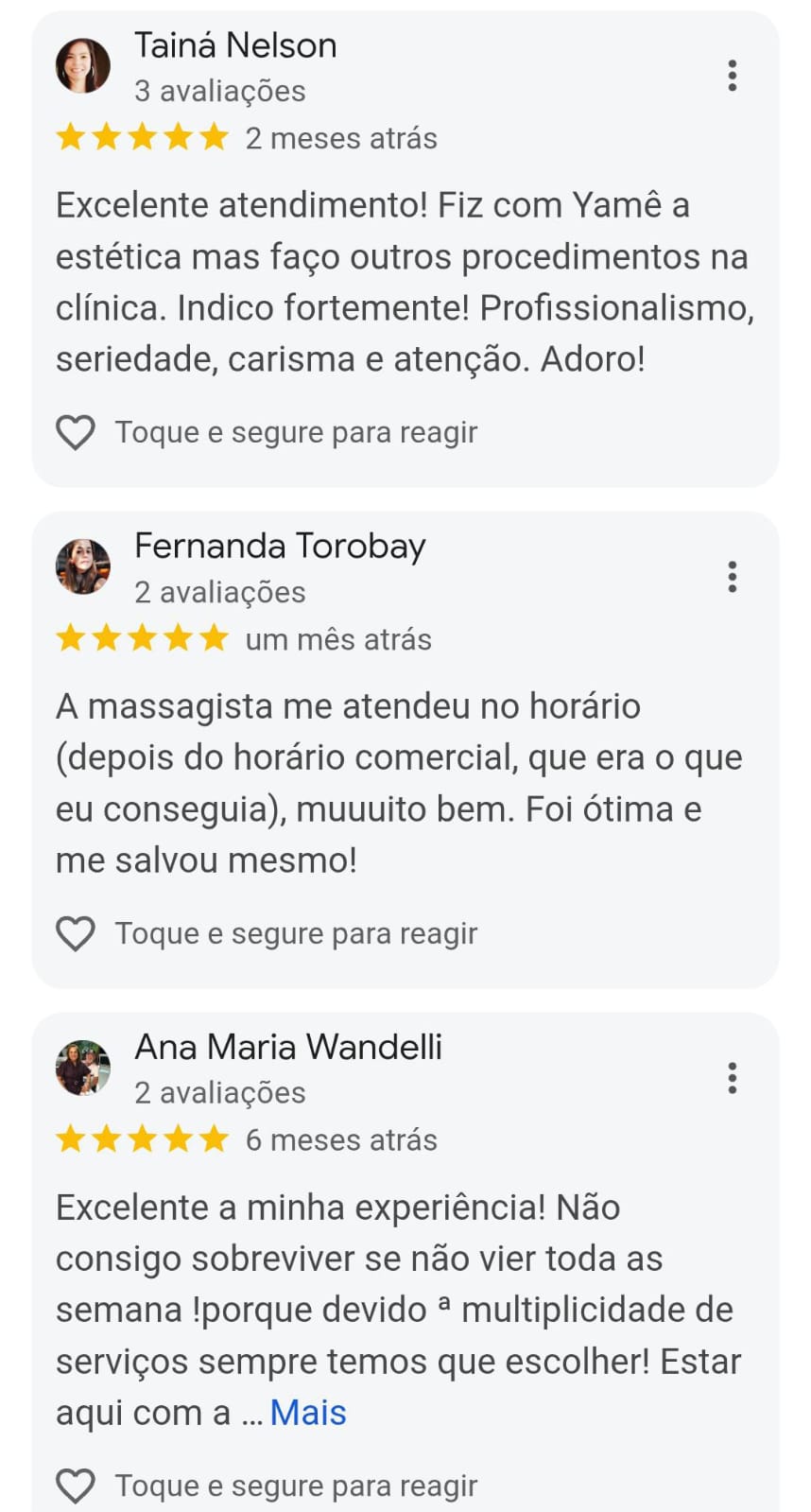 Avaliação de cliente da Vitória Régia